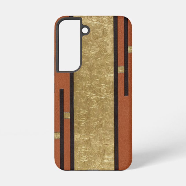 Funda Para Samsung Galaxy Art Deco En Oro Y Tan (Reverso )