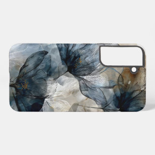 Funda Para Samsung Galaxy S22+ Arte abstracto de acuarela floral azul elegante