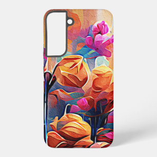 Funda Para Samsung Galaxy S22+ Arte abstracto floral naranja rojo azul flores