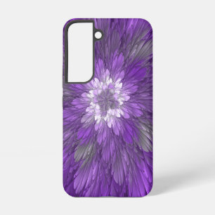 Funda Para Samsung Galaxy S22 Arte abstracto fractal de flor púrpura psicodélico