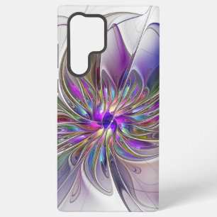 Funda Para Samsung Galaxy S22 Ultra Arte abstracto fractal de flores enérgico y colori