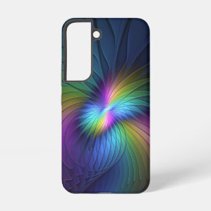 Funda Para Samsung Galaxy S22 Arte abstracto fractal moderno colorido con azul