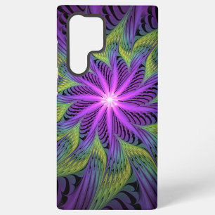 Funda Para Samsung Galaxy S22 Ultra Arte abstracto fractal moderno de flor púrpura ver