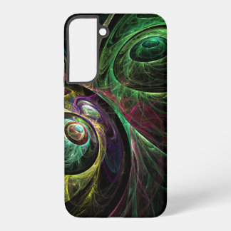 Funda Para Samsung Galaxy S22+ Arte abstracto moderno fractal verde dorado ojo a