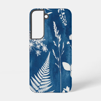 Funda Para Samsung Galaxy S22 Arte botánico de helecho con cianotipia azul añil 