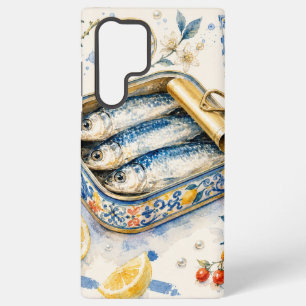 Funda Para Samsung Galaxy S22 Ultra Arte de Acuarela de Sardina Siciliana