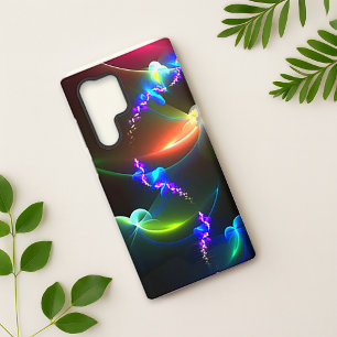 Funda Para Samsung Galaxy S22 Ultra Arte de ala fractal de neón iridiscente