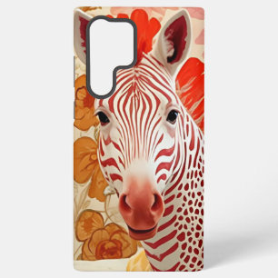 Funda Para Samsung Galaxy S22 Ultra Arte de Collage de Cebra con Rayas Rojas - Diverti