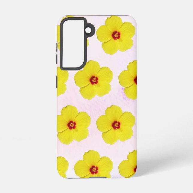 Funda Para Samsung Galaxy Arte de flores amarillo hibiscus (Reverso )