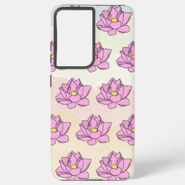 Funda Para Samsung Galaxy S21 Ultra Arte de flores de Lotus rosa