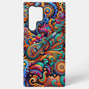Funda Para Samsung Galaxy S22 Ultra Arte de guitarra batik psicodélico: música retro c