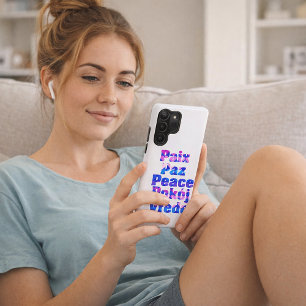 Funda Para Samsung Galaxy S22 Ultra Arte de palabra de paz multilingüe colorido con co