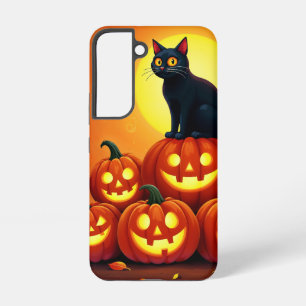 Funda Para Samsung Galaxy S22 Arte festivo de Halloween de otoño amigo felino ne