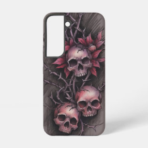 Funda Para Samsung Galaxy S22 Arte floral rojo oscuro