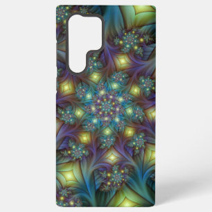 Funda Para Samsung Galaxy S22 Ultra Arte fractal abstracto iluminado brillante turques
