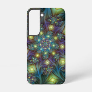 Funda Para Samsung Galaxy S22 Arte fractal abstracto iluminado brillante turques