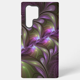 Funda Para Samsung Galaxy S22 Ultra Arte fractal abstracto violeta púrpura caqui color
