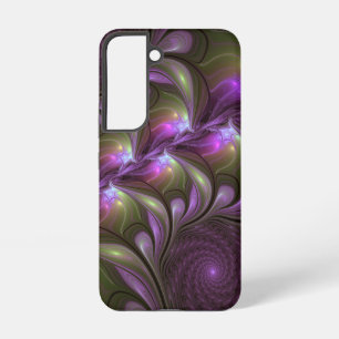Funda Para Samsung Galaxy S22 Arte fractal abstracto violeta púrpura caqui color