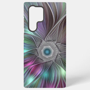 Funda Para Samsung Galaxy S22 Ultra Arte fractal abstracto y colorido de flores grande