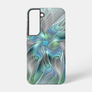 Funda Para Samsung Galaxy S22 Arte fractal de fantasía de mariposa azul verde ab