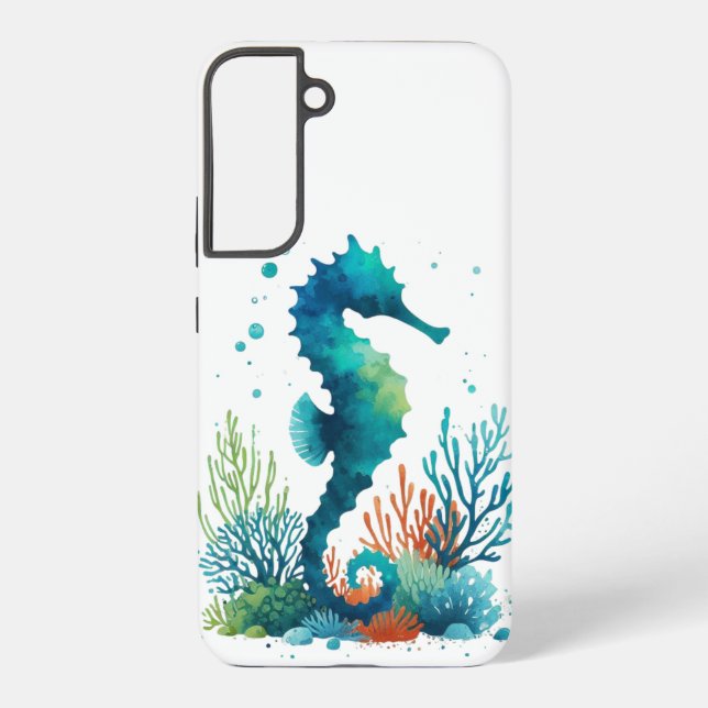 Funda Para Samsung Galaxy arte náutico/de playa/caballito de mar costero (Reverso )
