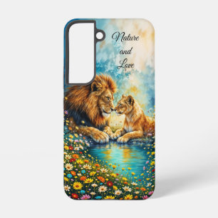Funda Para Samsung Galaxy S22 Arte romántico de fantasía de león leona vida silv