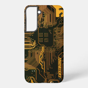 Funda Para Samsung Galaxy S22+ Arte tecnológico de placa de circuito PCB naranja