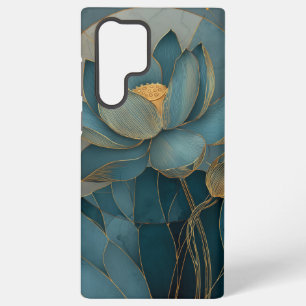 Funda Para Samsung Galaxy S22 Ultra Arte Zen Geométrico de Línea Flor de Loto Dorada y