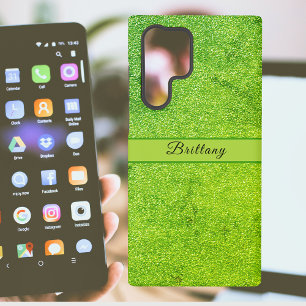 Funda Para Samsung Galaxy S22 Ultra Artes abstracto con brillo verde Agregar nombre