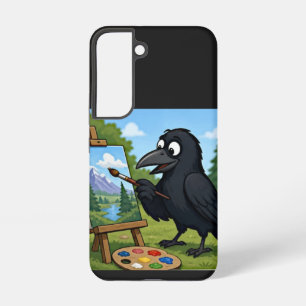 Funda Para Samsung Galaxy S22 Artista divertido cuervo pintando arte de paisaje