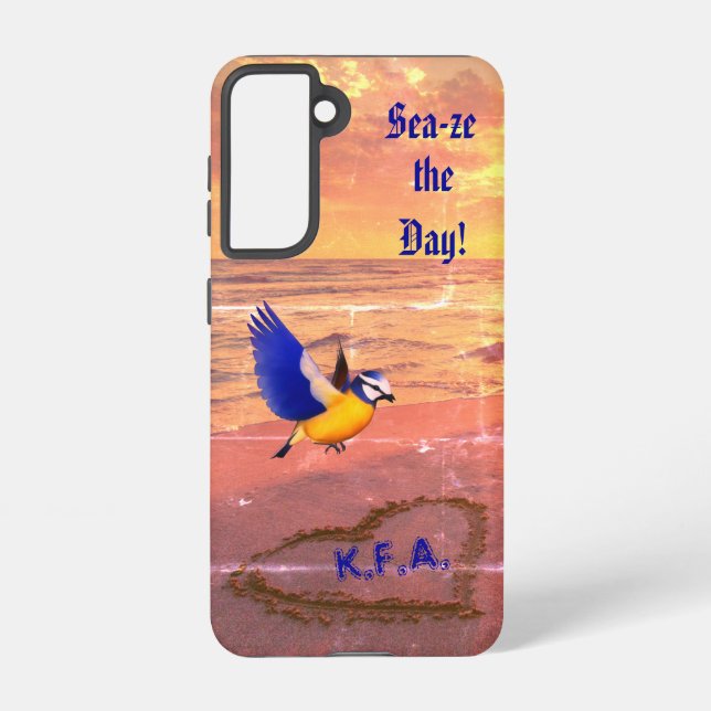 Funda Para Samsung Galaxy Artística playa de aves marinas (Reverso )
