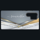 Funda Para Samsung Galaxy S22 Ultra Aspecto 3D metalizado Caligrafía Monograma dorado<br><div class="desc">Cualquier purpurina o diamantes en diseño son fotos y simulados. Este diseño puede ser personalizado en el área proporcionada cambiando la foto y/o el texto. O puede personalizarse haciendo clic en Personalizar esta plantilla y, a continuación, eligiendo la opción de hacer clic en el personalizar y eliminando o cambiando el...</div>