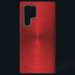 Funda Para Samsung Galaxy S22 Ultra Aspecto de acero inoxidable de textura roja metáli<br><div class="desc">Imagen de una brillante textura roja metálica,  de acero inoxidable. Diseño minimalista y simple con un monograma de personalizable.</div>