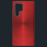 Funda Para Samsung Galaxy S22 Ultra Aspecto de acero inoxidable de textura roja metáli<br><div class="desc">Imagen de una brillante textura roja metálica,  de acero inoxidable. Diseño minimalista y simple con un monograma de personalizable.</div>