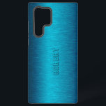 Funda Para Samsung Galaxy S22 Ultra Aspecto de aluminio cepillado de turquesa metálica<br><div class="desc">Imagen de un fondo azul metálico-verde turquesa de fondo cepillado de aluminio. Monograma opcional.</div>