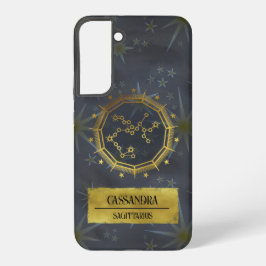 Funda Para Samsung Galaxy S22+ Astrología Sagittarius Oscura Zodiac: Negro y Oro