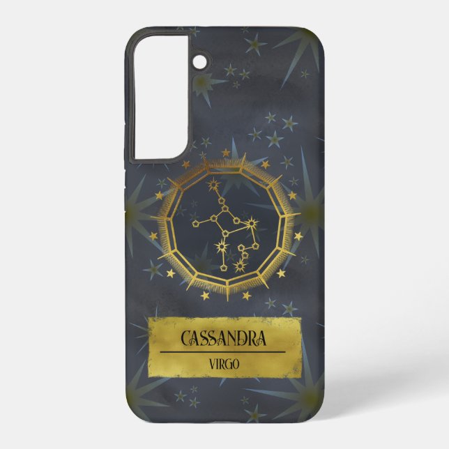 Funda Para Samsung Galaxy Astrología Virgo Dark Zodiac: Negro y Oro (Reverso )