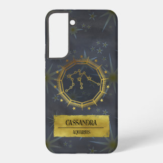 Funda Para Samsung Galaxy S22+ Astrología Zodiaca Oscura Aquarius: Negro y Oro