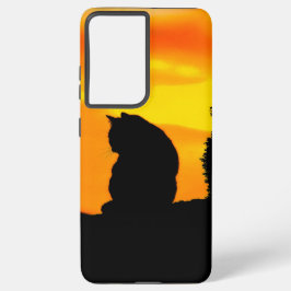 Funda Para Samsung Galaxy S21 Ultra Atardecer de gato 