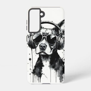 Funda Para Samsung Galaxy S21 Auriculares Guay Dog Mascotas cortos Tinta blanca 