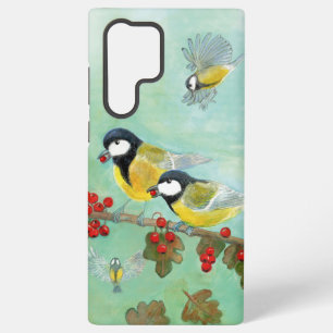 Funda Para Samsung Galaxy S22 Ultra Aves grandes, Robin Rojo y Berries Hawthorn