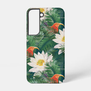Funda Para Samsung Galaxy S22 Aves tropicales del Lotus blanco y patrón de Lotus