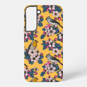 Funda Para Samsung Galaxy S22+ Aves y flores en amarillo