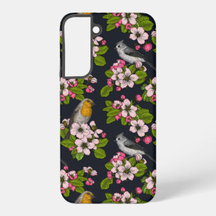 Funda Para Samsung Galaxy S22+ Aves y flores en negro