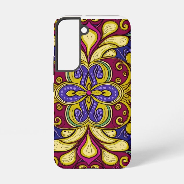 Funda Para Samsung Galaxy Azul amarillo batik (Reverso )