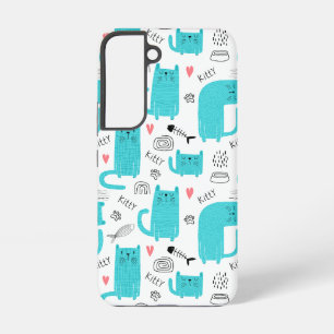 Funda Para Samsung Galaxy S22 Azul de Huevo de Robin Patrón de Gato Lindo