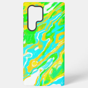 Funda Para Samsung Galaxy S22 Ultra Azul Verde Amarillo Colorido Abstracto Mármol Líqu