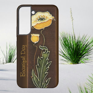Funda Para Samsung Galaxy S22 Azulejo con aspecto envejecido de amapola amarilla
