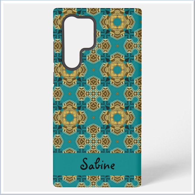 Funda Para Samsung Galaxy Azulejo Marroquí Boho Azul y Dorado (Subido por el creador)