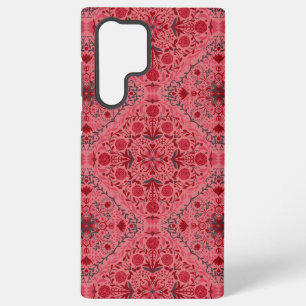 Funda Para Samsung Galaxy S22 Ultra Azulejos florales en rojo y rosa sandía
